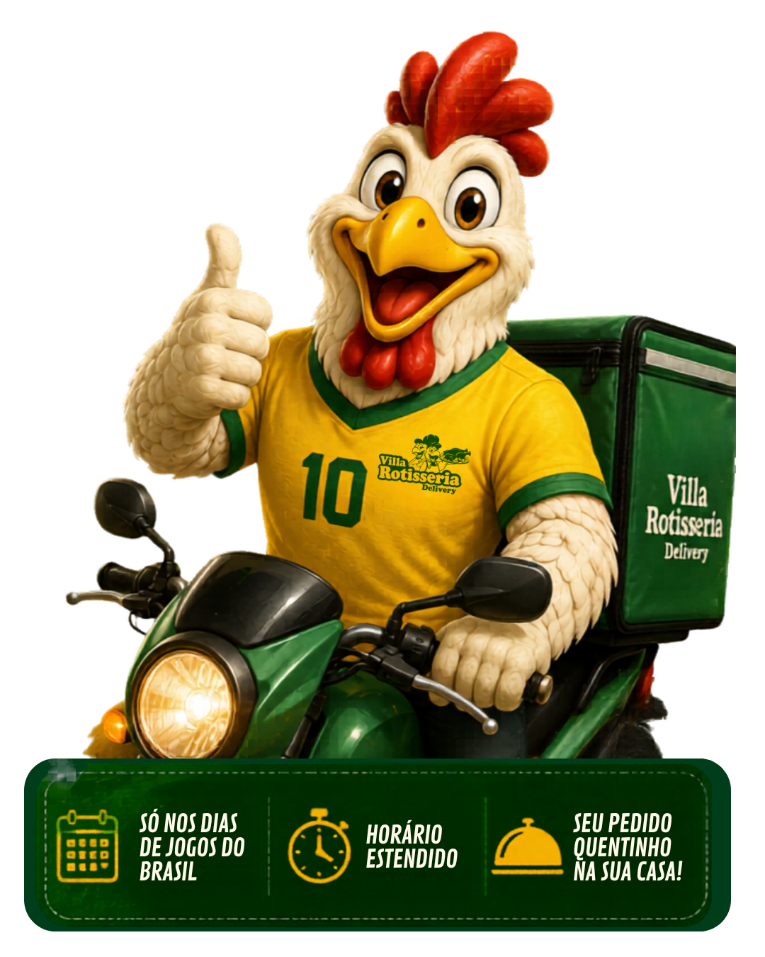 Mascote da Villa em clima de delivery especial nos jogos do Brasil